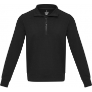 Tin sweter unisex Aware™ z materiałów z recyklingu z zamkiem błyskawicznym na 1/4 długości 280 g/m², 3xl, czarny