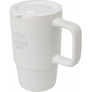 Carter kubek ceramiczny o pojemności 450 ml z plastikową pokrywką, biały
