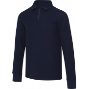 Apollo koszulka polo z zamkiem do połowy i długimi rękawami, uniseks 245 g/m², xs, niebieski