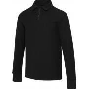Apollo koszulka polo z zamkiem do połowy i długimi rękawami, uniseks 245 g/m², l, czarny