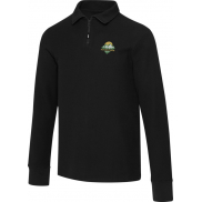 Apollo koszulka polo z zamkiem do połowy i długimi rękawami, uniseks 245 g/m², 4xs, czarny