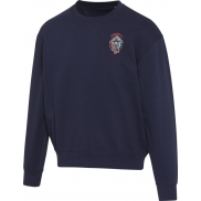 Boris 280 g/m2 sweter unisex z organicznego materiału z certyfikatem OCS o luźnym kroju i z okrągłym dekoltem, m, niebieski