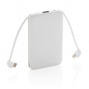 Power bank 5000 mAh, zintegrowany kabel 3 w 1 - biały