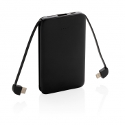 Power bank 5000 mAh, zintegrowany kabel 3 w 1 - czarny
