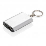 Power bank 1000 mAh, brelok do kluczy - srebrny