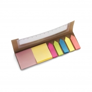 Zestaw do notatek, karteczki samoprzylepne, linijka - brązowy