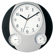Zegar ścienny, stacja pogodowa - czarny