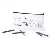 Piórnik do kolorowania, kredki - biały