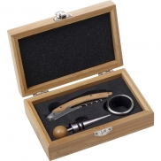 Bambusowy zestaw do wina, 3 el. - brązowy