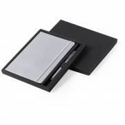 Notatnik ok. A5 z piórem kulkowym - srebrny