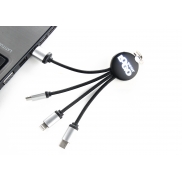 Kabel 3w1 z podświetlanym logo - czarny