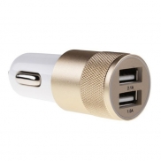 Metalowa ładowarka samochodowa x2 USB - złoty