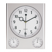 Prostokątny zegar ścienny SATURN, srebrny