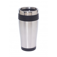 Kubek termiczny z podwójnymi ściankami LUNGO, czarny, srebrny