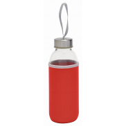 Szklana butelka TAKE WELL, czerwony, transparentny