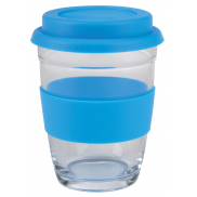 Szklany kubek PICK UP, niebieski, transparentny