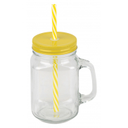 Słoik retro SUMMER DRINK, transparentny, żółty