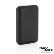 Magnetyczny, bezprzewodowy power bank 5000 mAh, 5W - czarny