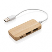 Bambusowy hub USB 2.0 z USB typu C - brązowy