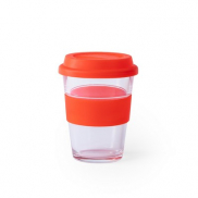 Szklany kubek podróżny 350 ml - czerwony