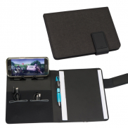 Teczka konferencyjna A5 z power bankiem 4000 mAh i podświetlanym logo - czerwony