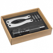 Zestaw przyrząd wielofunkcyjny i latarka - czarny - 17,1 x 13 x 3,8