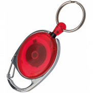 Brelok z karabińczykiem i zwijaną linką - czerwony