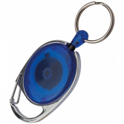 Brelok z karabińczykiem i zwijaną linką - niebieski
