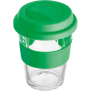 Szklany kubek z pokrywką 300 ml - zielony