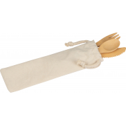 Zestaw sztućców bambusowych - beżowy