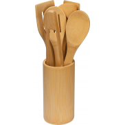 Zestaw bambusowych przyborów kuchennych - beżowy