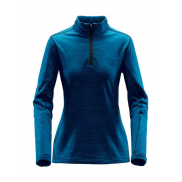 Damska bluza termoaktywna z krótkim zamkiem - ocean