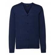 Męski dzianinowy kardigan V-neck - denim marl