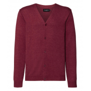 Męski dzianinowy kardigan V-neck - cranberry marl