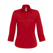 Bluzka Milano/women Popelin Shirt 3/4 sleeves - deep red
