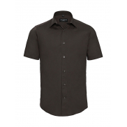 Dopasowana koszula z krótkimi rękawami - chocolate
