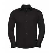 Dopasowana koszula z długimi rękawami - black