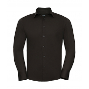 Dopasowana koszula z długimi rękawami - chocolate