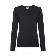 Damski sweter z wycięciem pod szyją - charcoal marl