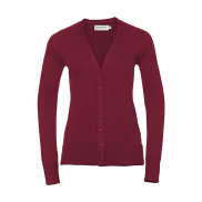 Damski Dzianinowy Kardigan V-Neck - cranberry marl
