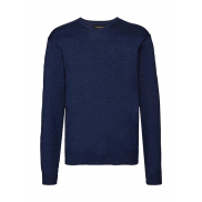 Sweter męski v-neck - denim marl