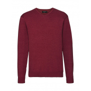Sweter męski v-neck - cranberry marl