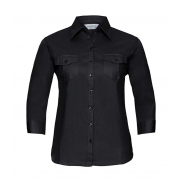 Bluzka z podwijanymi rękawami 3/4 - black