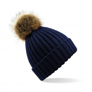 Czapka z futerkowym pomponem Chunky - navy