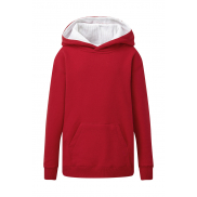 Dziecięca bluza z kapturem Contrast Hoodie - red/white
