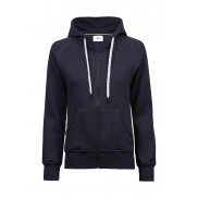 Damska bluza na zamek z kapturem - navy