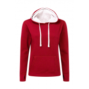 Damska bluza z kapturem Contrast Hoodie - red/white
