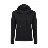 Damska bluza na zamek z kapturem - black