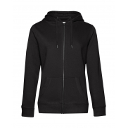 Damska bluza na zamek z kapturem QUEEN - black pure