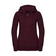 Damska bluza z kapturem na zamek Authentic Melange - burgundy melange